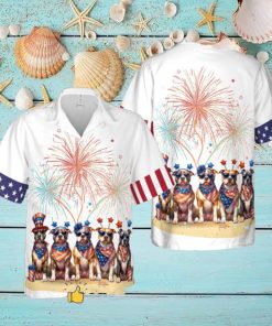 Pit Bull Dog Happy 4th of July Short Sleeve Hawaiian Shirt