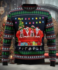 Pit Bull Friends On Red Sofa Ugly Christmas Sweater Thankgiving Gift Men Women