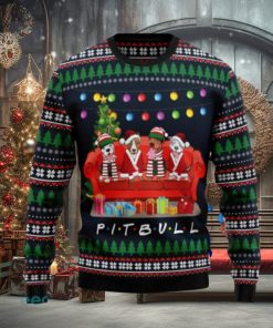 Pit Bull Friends On Red Sofa Ugly Christmas Sweaters Gift For Men Women
