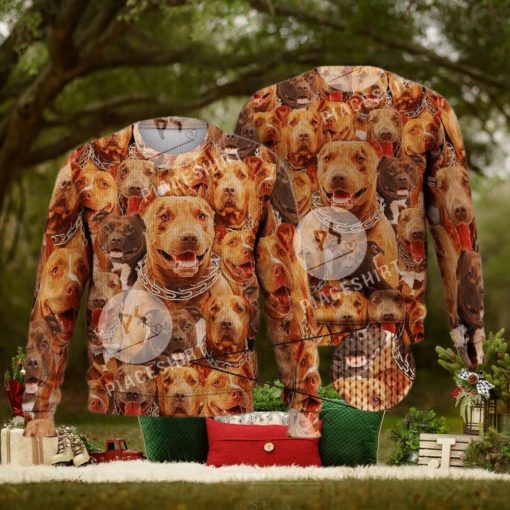 Pitbull Dog Cute Puppies For Dog Lovers 3D Full Print Ugly Sweater Christmas Gift Sweater