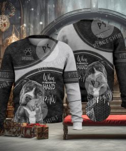 Pitbull When I Need A Hand  I Found Your Paw 3D Full Print Ugly Sweater Christmas Gift Sweater