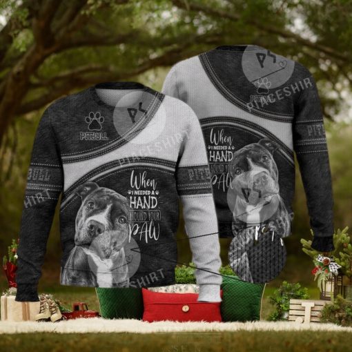 Pitbull When I Need A Hand  I Found Your Paw 3D Full Print Ugly Sweater Christmas Gift Sweater