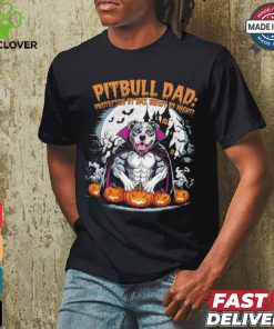 Pitbull dad protector by day beast by night Halloween shirt 2 Pitbull dad protector by day beast by night Halloween shirt