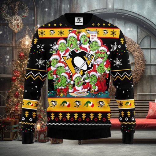 Pittsburgh Penguins 12 Grinch Xmas Day Christmas Ugly Sweater