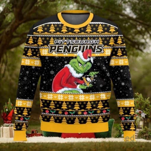 Pittsburgh Penguins Grinch AOP Ugly Christmas Sweater Christmas Gift For Men And Women