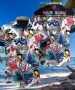 Pittsburgh Penguins NHL Custom Name Tropical Flower Aloha Hawaiian Shirt