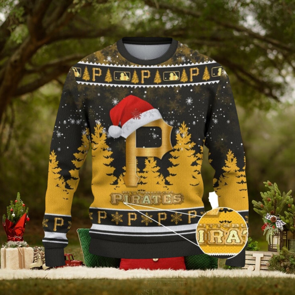 Pittsburgh Pirates Logo Wearing Santa Hat Trending Christmas Gift AOP Ugly Christmas Sweater Men Women Winter Gift Pittsburgh Pirates Logo Wearing Santa Hat Trending Christmas Gift AOP Ugly Christmas Sweater Men Women Winter Gift