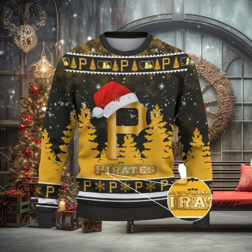 Pittsburgh Pirates Logo Wearing Santa Hat Trending Christmas Gift AOP Ugly Christmas Sweater Men Women Winter Gift Pittsburgh Pirates Logo Wearing Santa Hat Trending Christmas Gift AOP Ugly Christmas Sweater Men Women Winter Gift