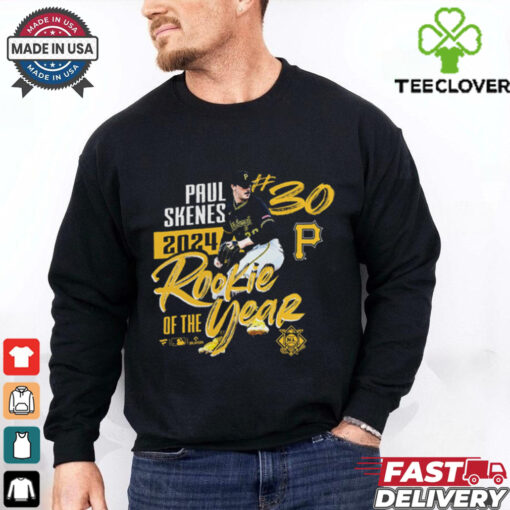 Pittsburgh Pirates Paul Skenes Black 2024 National League Rookie Of The Year T Shirt