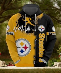 Pittsburgh Steelers 3D Hoodie Print Heart ECG Line