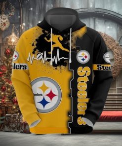 Pittsburgh Steelers 3D Hoodie Print Heart ECG Line