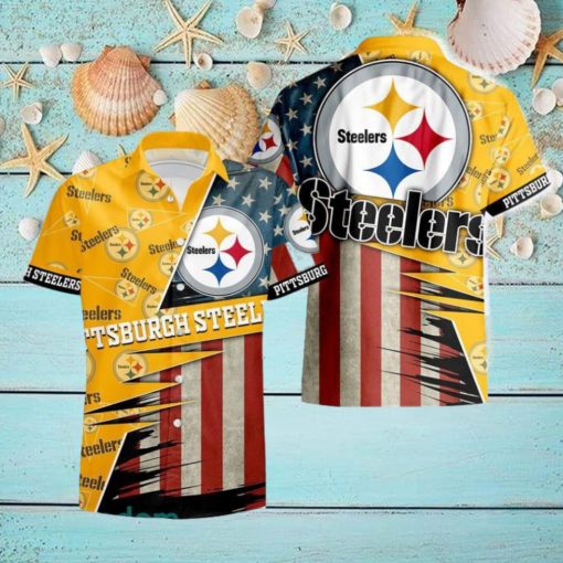 Pittsburgh Steelers American 3D All Over Print Flag Hawaiian Shirt For Men And Women Gift Beach Holiday