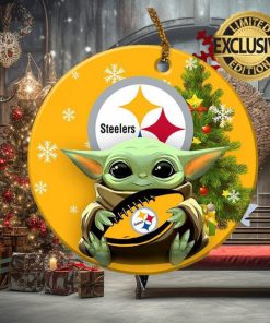 Pittsburgh Steelers Baby Yoda NFL 2023 Holiday Gifts Custom Name Christmas Decorations Ornament
