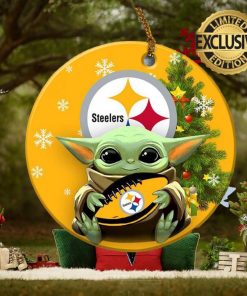 Pittsburgh Steelers Baby Yoda NFL 2023 Holiday Gifts Custom Name Christmas Decorations Ornament