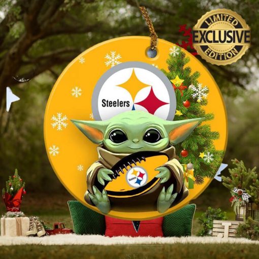 Pittsburgh Steelers Baby Yoda NFL 2023 Holiday Gifts Custom Name Christmas Decorations Ornament