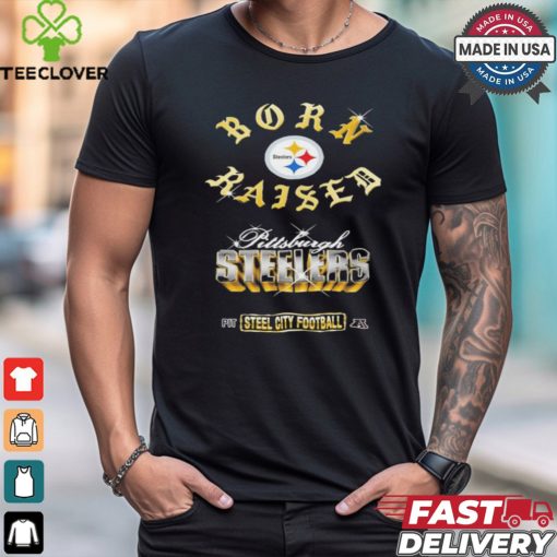 Pittsburgh Steelers Born x Raised Black Chrome Rocker Shirt