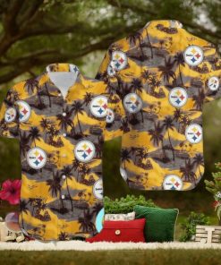 Pittsburgh Steelers Coconut Tree All Over Print Hawaiian Shirt Beach Shirt NFL