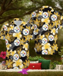 Pittsburgh Steelers Flower Pattern Hawaiian Shirt All Over Print Gift For Fans NFL