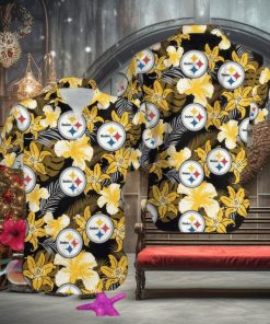 Pittsburgh Steelers Flower Pattern Hawaiian Shirt All Over Print Gift For Fans NFL