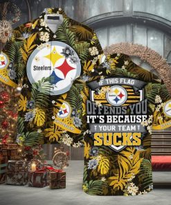 Pittsburgh Steelers Football Floral Aloha Hawaiian Shirt Summer Vacation