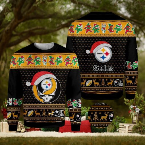 Pittsburgh Steelers Grateful Dead SKull And Bears Ugly Christmas Sweater