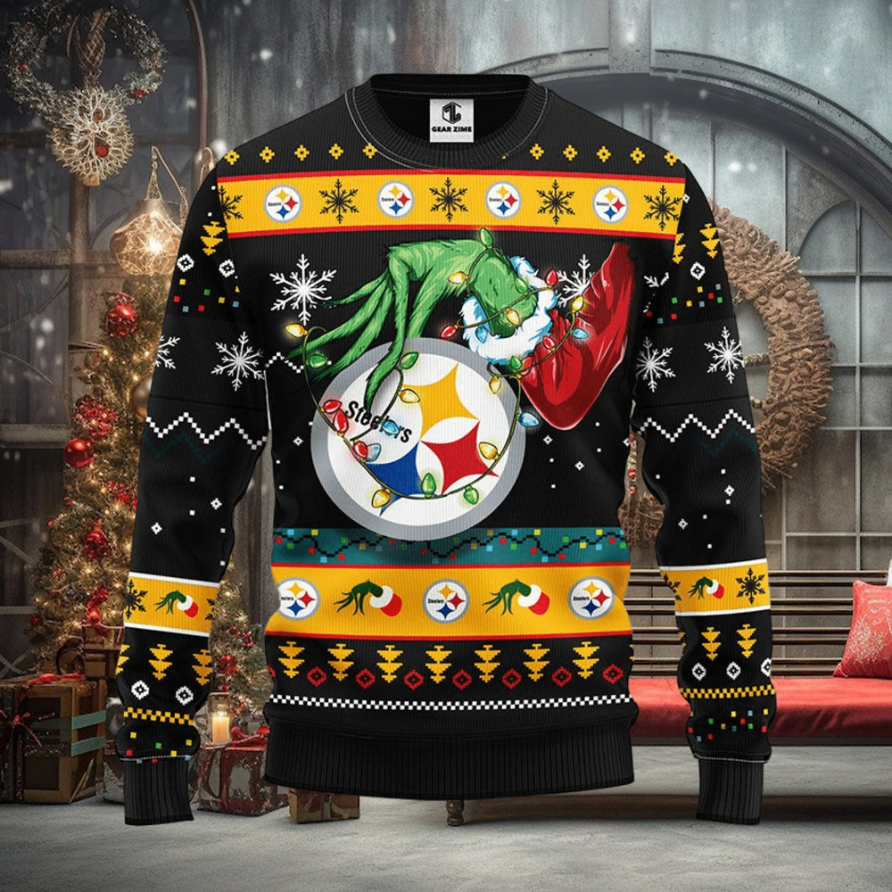 NFL Pittsburgh Steelers Grinch Christmas Ugly Sweater 3D