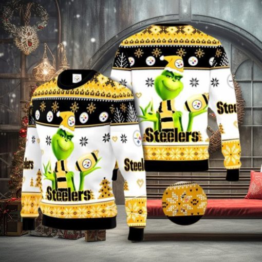 Pittsburgh Steelers Grinch Ugly Christmas Sweater Xmas 3D Printed Christmas Sweater Gift