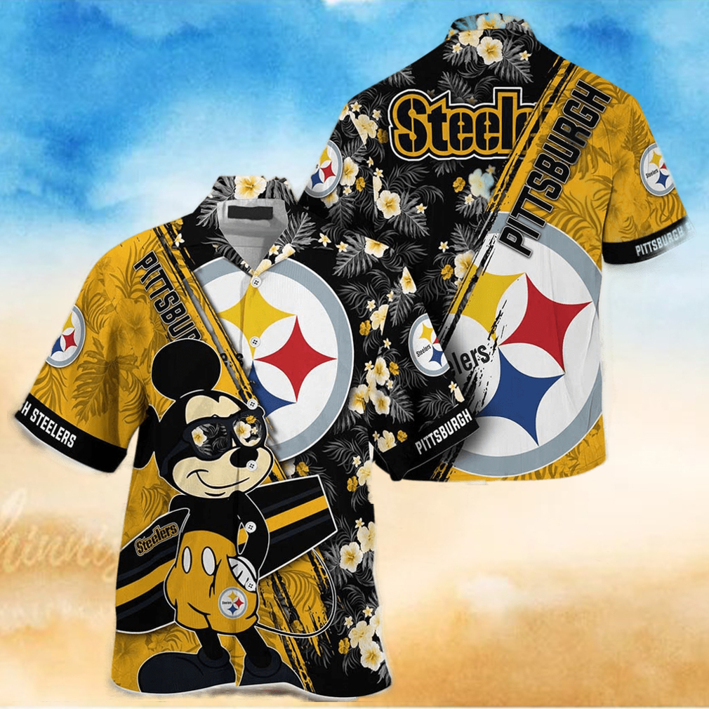 Pittsburgh Steelers Hawaiian Shirt Mickey Print Floral Pattern This Summer Pittsburgh Steelers Hawaiian Shirt Mickey Print Floral Pattern This Summer