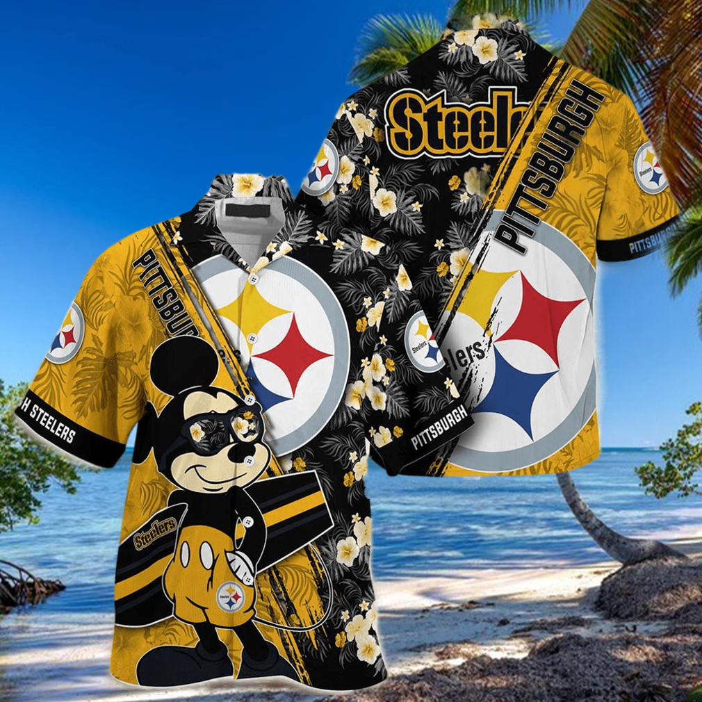 Pittsburgh Steelers Hawaiian Shirt Mickey Print Floral Pattern This Summer Pittsburgh Steelers Hawaiian Shirt Mickey Print Floral Pattern This Summer