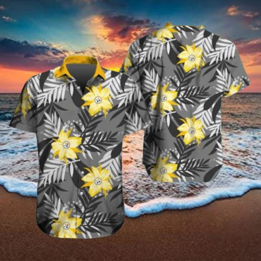 Pittsburgh Steelers Hawaiian Tracksuit Floral Outfits Button Shirt Beach Shorts