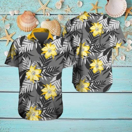 Pittsburgh Steelers Hawaiian Tracksuit Floral Outfits Button Shirt Beach Shorts