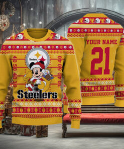 Pittsburgh Steelers Mickey Mouse Santa Ugly Christmas Sweater
