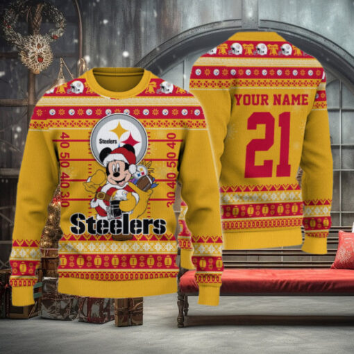 Pittsburgh Steelers Mickey Mouse Santa Ugly Christmas Sweater
