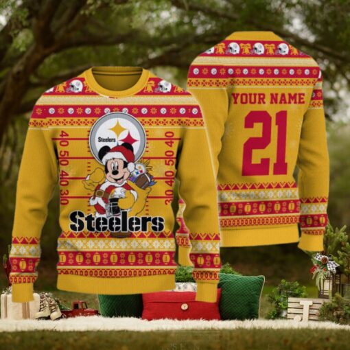 Pittsburgh Steelers Mickey Mouse Santa Ugly Christmas Sweater