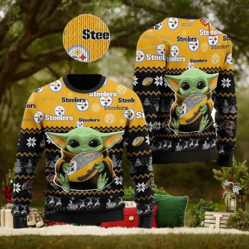 Pittsburgh Steelers NFL Baby Yoda Ugly Sweater Christmas Party