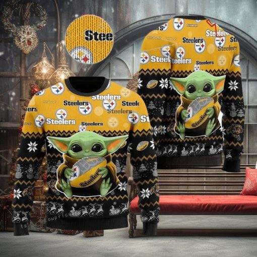 Pittsburgh Steelers NFL Baby Yoda Ugly Sweater Christmas Party