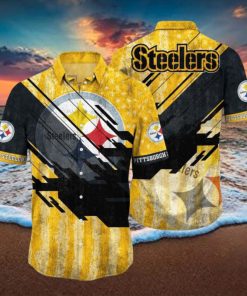 Pittsburgh Steelers NFL Football Hawaiian Shirt 3D Printed Short American Flag Print This Summer Gift For Fans