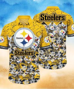Pittsburgh Steelers NFL Hawaiian Shirt And Short Graphic Tropical Pattern 3D Printed Beach Shirt Summer Best Gift For Fan