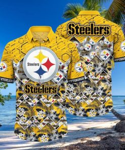 Pittsburgh Steelers NFL Hawaiian Shirt And Short Graphic Tropical Pattern 3D Printed Beach Shirt Summer Best Gift For Fan 1 Pittsburgh Steelers NFL Hawaiian Shirt And Short Graphic Tropical Pattern 3D Printed Beach Shirt Summer Best Gift For Fan