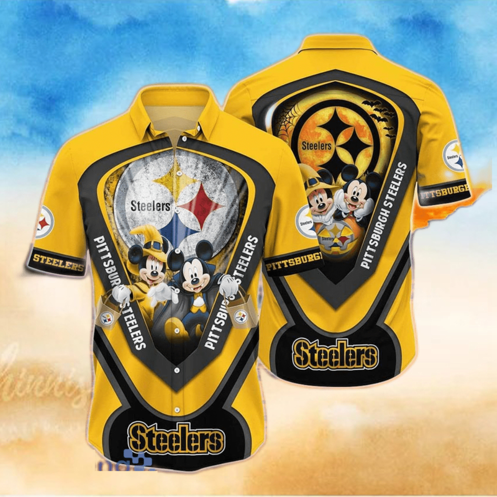 Pittsburgh Steelers NFL Hawaiian Shirt Graphic Mickey Halloween Night Style Hot Trending For Fans Pittsburgh Steelers NFL Hawaiian Shirt Graphic Mickey Halloween Night Style Hot Trending For Fans