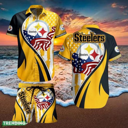 Pittsburgh Steelers NFL Hawaiian Shirt Vintage US Flag Graphic Trends Summer Gift For Men Women Fan NFL