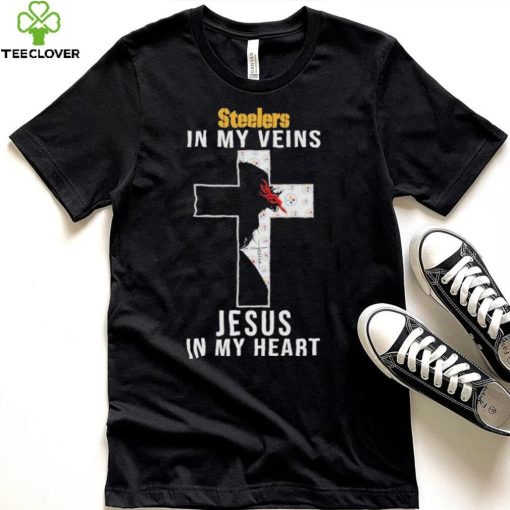 Pittsburgh Steelers NFL In My Veins Jesus In My Heart Cross 2024 T Shirt