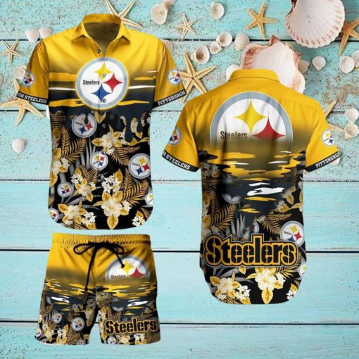 Pittsburgh Steelers NFL SAS Tropical Pattern Beach Hawaiian Shirt And Short For Best Fans New Trends For This Summer Beach