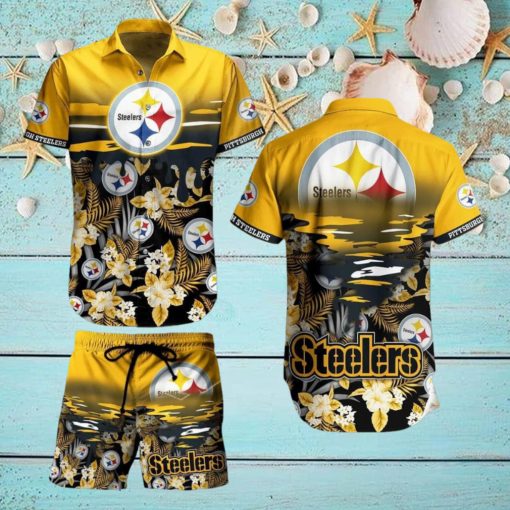 Pittsburgh Steelers NFL SAS Tropical Pattern Beach New Trends Best Fan Hawaiian Shirt And Short For Men Women Gift Summer Beach Team Holiday