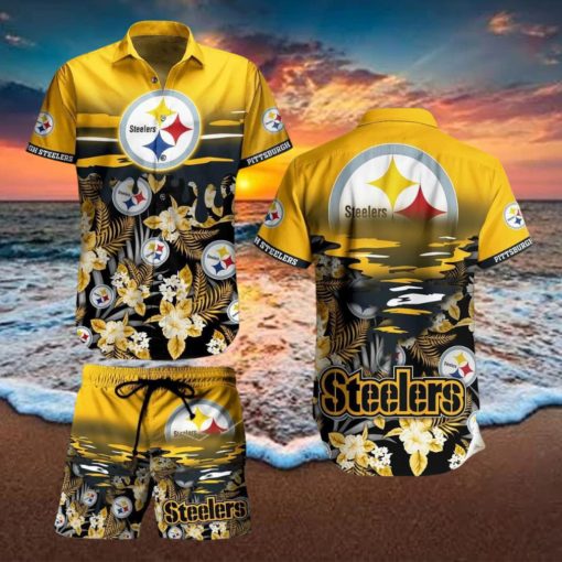 Pittsburgh Steelers NFL SAS Tropical Pattern Beach New Trends Best Fan Hawaiian Shirt And Short For Men Women Gift Summer Beach Team Holiday