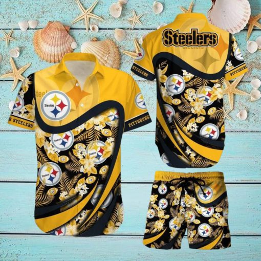 Pittsburgh Steelers NFL SAS Tropical Pattern Exotic Summer Beach Team Hawaiian Shirt And Short For Mem Women Gift