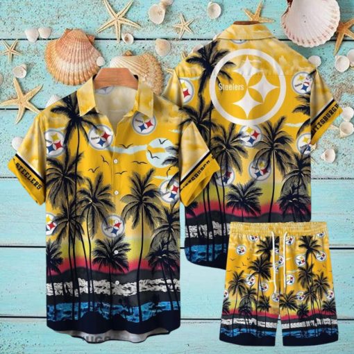 Pittsburgh Steelers NFL SAS Tropical Pattern Summer Beach Team Hawaiian Shirt And Short For Men Women Gift