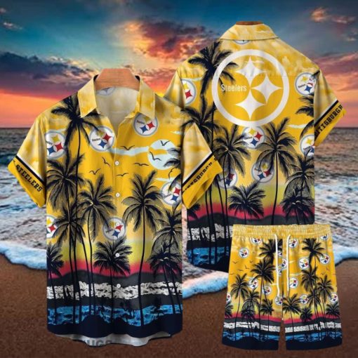 Pittsburgh Steelers NFL SAS Tropical Pattern Summer Beach Team Hawaiian Shirt And Short For Men Women Gift