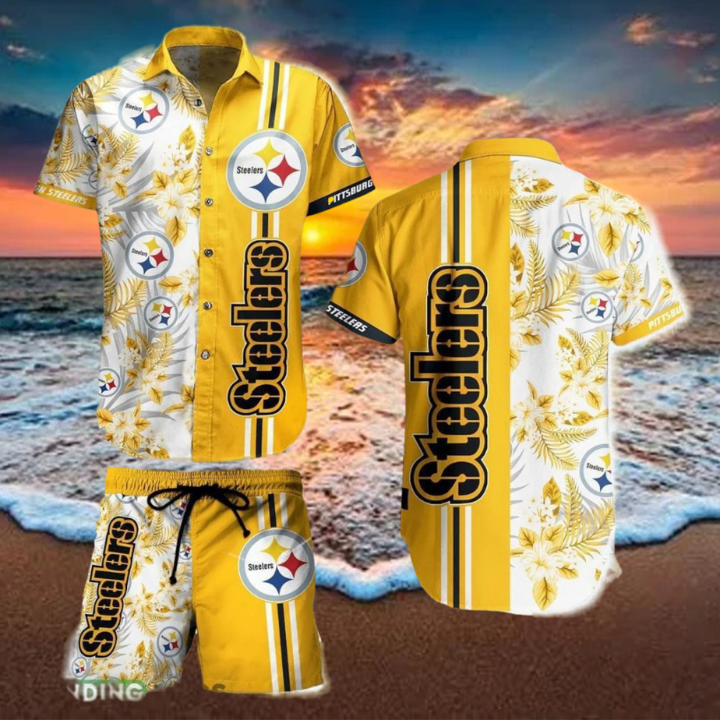 Pittsburgh Steelers NFL Tropical Pattern Hawaiian Shirt And Short For Men Women Gift Summer Beach Team Holiday Pittsburgh Steelers NFL Tropical Pattern Hawaiian Shirt And Short For Men Women Gift Summer Beach Team Holiday