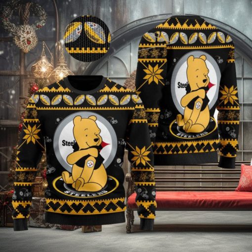 Pittsburgh Steelers NFL Winnie the Pooh Knitted Christmas Sweater AOP Holiday